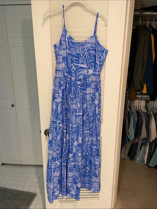 HUNTER BELL Dresses & Skirts - HUNTER BELL Royal Blue & White Abstract Strap Maxi Dress